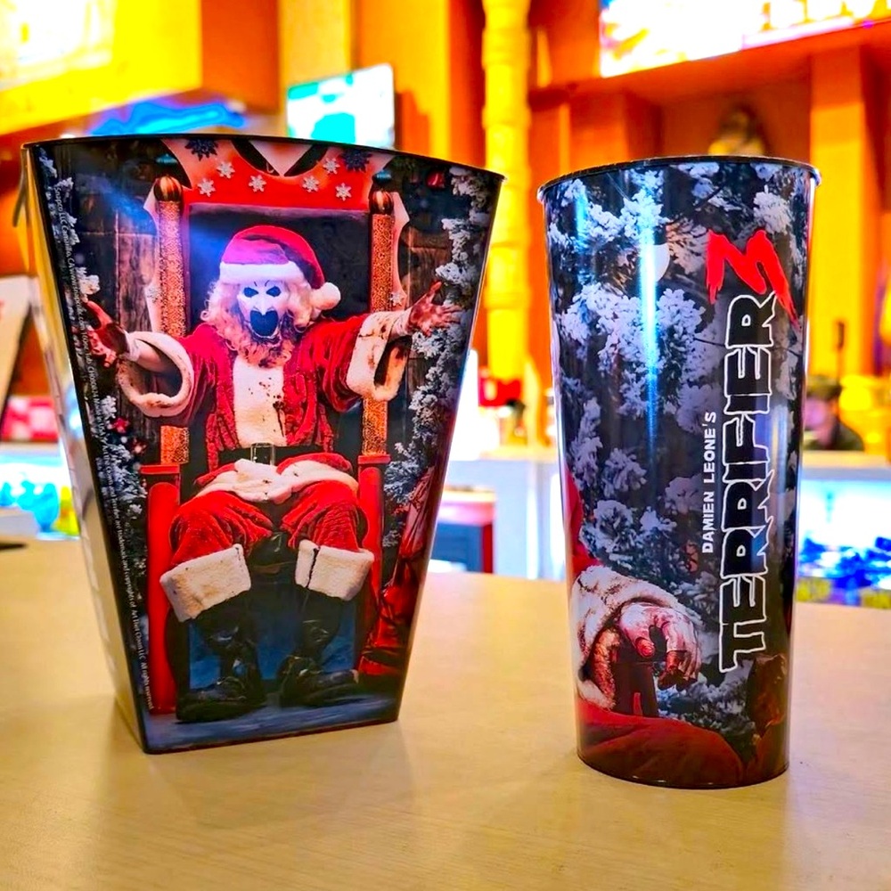 Terrifier 3 Art the Clown Popcorn Bucket and Cup Set Bloody Disgusting Brand New